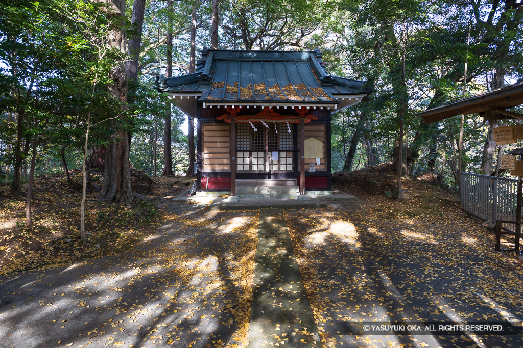 権現曲輪上段に建つ熊野神社